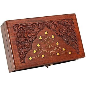 Handcrafted Reclaimed Wood Jewelry Box with Brass Inlay | Vintage Wooden Storage - Product Image 4