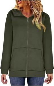 <b>Plus</b> <b>Size</b> Embroidered Hoodies Printed Fleece Long Sleeve Cotton Sweatshirt Drop Shoulder Long Drawstrings zip up Hoodies Women - Product Image 2
