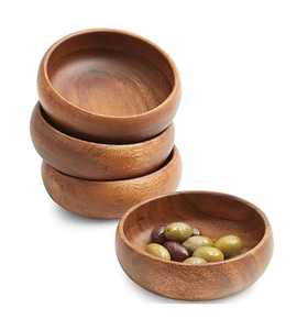 Bol de service rond en bois écologique poli, style classique, bol à salade de haute qualité - Product Image 1