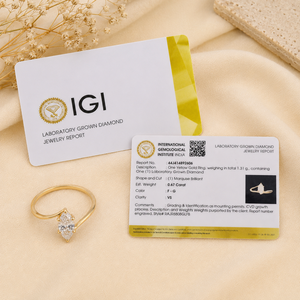 แหวนทองคำแท้ 14K งานแฮนด์เมดใหม่ ได้รับการรับรองจาก IGI ประดับเพชรทรงบริลเลียนท์จากห้องปฏิบัติการ เครื่องประดับสำหรับผู้หญิงสำหรับงานแต่งงานและงานปาร์ตี้ - Product Image 6