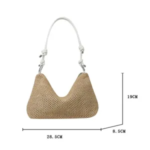 Bolso de Paja Trenzado Hecho a Mano, Gran Capacidad, Bolso de Hombro de Verano para Playa, Bolso de Moda para Mujeres y Niñas, Bolso Tote de Ratán Tejido para Damas - Product Image 3