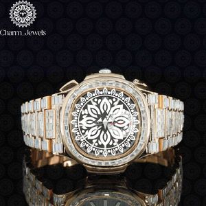 Charm_Jewels Luxury Stainless Steel Watch Round Dial Sapphire Crystal Analog Quartz <b>Chronograph</b> Unisex 40mm Folding Clasp - Product Image 3