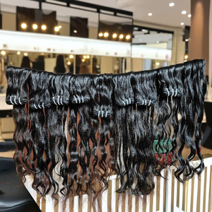 Cabello crudo natural sin procesar 100%. El mejor cabello humano tejido. Cabello tejido hecho a mano de 8 hilos de la India. - Product Image 1