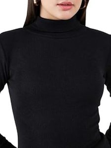 Camiseta de Manga Larga con Cuello Alto para Mujer, Tejido de Punto de Algodón y Elastano, Transpirable, de Secado Rápido, Antiarrugas, Corte Regular - Product Image 3