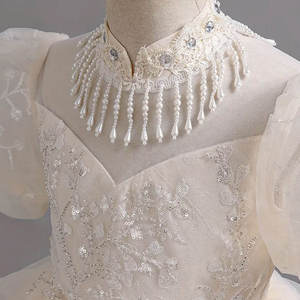 Vestido de Princesa con Falda de Tul en Capas y Lentejuelas Brillantes, con Apliques Bordados de Flores, para Niñas de 1 a 12 Años - Product Image 2