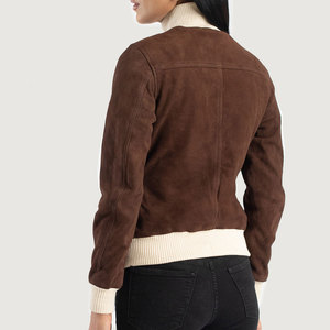 Blouson de moto en daim pour homme, respirant, col montant, doublure en coton, fermeture éclair, manches longues, teinture unie, hiver - Product Image 5