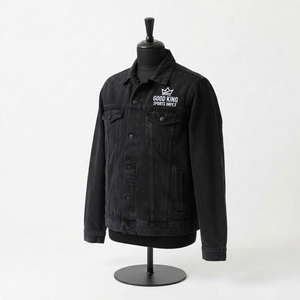 Custom Comfortable <b>Men's</b> 100% Cotton <b>Hooded</b> <b>Denim</b> <b>Jacket</b> Best Quality Casual Stand Collar Regular Fit - Product Image 6