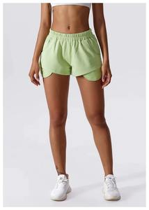 Shorts de yoga sans couture taille haute pour femme, coupe régulière, compression, course, fitness, gym, effet délavé, personnalisables en gros (ODM) - Product Image 2