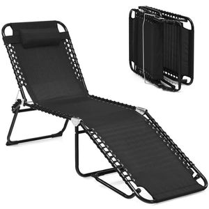 Chaise longue de plage réglable avec design surélevé et coussin, mobilier de patio durable, capacité de 265 lb, facile à plier et à ranger - Product Image 5