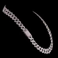 Collier chaîne cubaine Iced Out en or blanc, style Hip Hop, avec diamants, bijou de luxe pour rappeur, collier statement pour homme