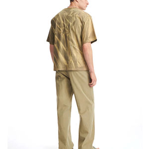 Nuevas Camisetas Formales de Hombre de Moda, 100% Poliéster, Antiarrugas, de Sarga, con Cuello Mao, Efecto Desgastado por el Sol, Diseño Tie-Dye Oversize, ODM - Product Image 3