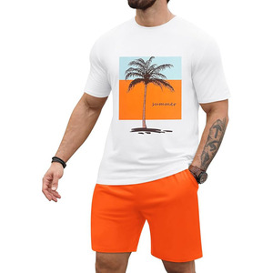 Conjunto de Camiseta y Pantalones Cortos Hawaianos para Hombre, Estilo Aloha Tropical, Dos Piezas, Casual, para Playa y Uso Diario - Product Image 1
