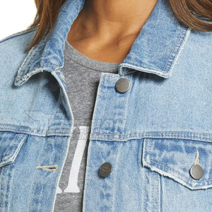 Veste en jean pour femme en coton avec logo personnalisé, respirante, pour usage extérieur, vente en ligne - Product Image 4