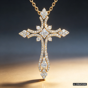CUSTOM SILVER 10K/14K/18K GOLD PLATED LAB GROWN CVD DIAMOND CLASSIC ENGAGEMENT GIFT SWEATER <b>CHAIN</b> NECKLACE <b>CROSS</b> PENDANT - Product Image 1