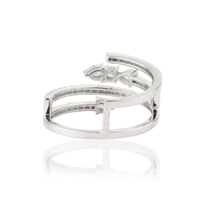 Anillo de Diamantes Naturales al 100% en Oro Blanco K14 de Diseño Moderno y Lujoso, Anillo de Compromiso Único para Novia, Fabricante de Joyería - Product Image 6