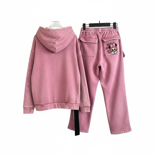 Achetez un sweat à capuche pour femme de qualité supérieure en coton Better Cotton Korean Initiative, couleur violet clair, tricoté pour l'hiver, col à capuche classique - Product Image 2