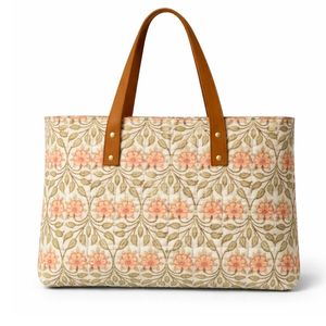 Bolsos Tote de Lona de Algodón Acolchados con Estampado a Mano de Jaipur, con Asas de Cuero, Bolsillo Interior, Duraderos, Ecológicos y Ligeros - Product Image 1