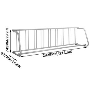 Portabici a Griglia in Acciaio con 9 Supporti, Lunghezza 282 cm, da Terra, Monolaterale, per Garage, Strade, Cortili - per Biciclette - Product Image 3