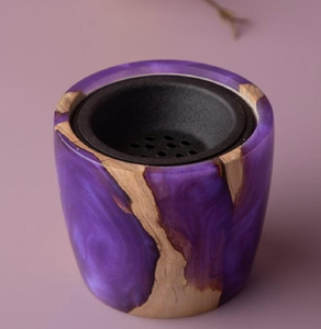 Brûleur d'encens artisanal en bois d'olivier et résine époxy, brûleur d'encens Bakhoor familial arabe en bois naturel, cadeau pour le festival du Ramadan - Product Image 6