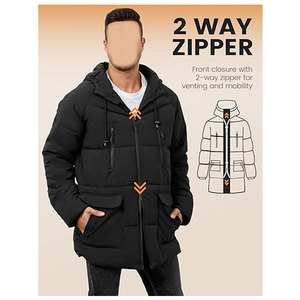 Manteau d'hiver long pour homme, à capuche, chaud, matelassé, imperméable, épais, parka rembourrée, vêtement d'extérieur isolé pour temps froid - Product Image 3