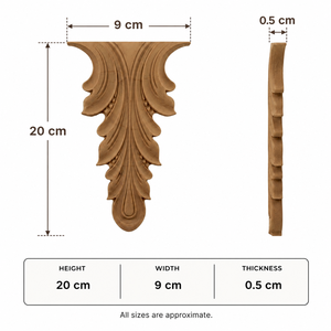 Applique en bois massif sculpté, ornement décoratif pour meubles, porte, mur, garniture en bois naturel, décoration intérieure, applique en bois dur - Product Image 2