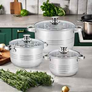 Ensemble de casseroles en acier inoxydable avec couvercle en verre, compatible induction, marmite, faitout, cuiseur vapeur, ensemble de casseroles de cuisine - Product Image 3