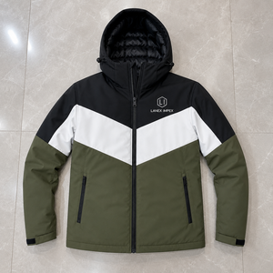 Veste matelassée à capuche pour homme, imperméable, coupe-vent, chaude pour l'hiver, à blocs de couleur, manteau décontracté d'extérieur, fournisseur OEM ODM avec logo personnalisé - Product Image 6