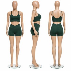Women Adjustable Strap Sports Bra Cross Waist Pocket Shorts Set Yoga Fitness Gym Workout Activewear Outfit - Product Image 6
