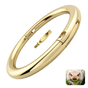 Anillo Nasal Veterinario para Ganado, de Acero Inoxidable Sólido Pulido, de 3 Pulgadas, Articulado, Autoperforante, con Punto de Fijación y Tornillo de Fijación, Semipermanente - Product Image 1