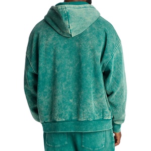 Conjunto de chándal vintage para hombre con cremallera, sudadera de felpa con lavado ácido y chándal de felpa de algodón grueso personalizado estilo streetwear - Product Image 3