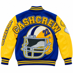 Fabricant de vestes universitaires chauffantes personnalisées, vestes de baseball en laine, col rond, tricotées, OEM ODM - Product Image 2
