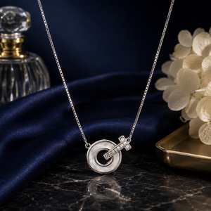 925 Sterling Silver Circle Pendant Necklace for Women High Polish Cubic Zirconia Daily Wear Party Gift Jewelry - Product Image 1