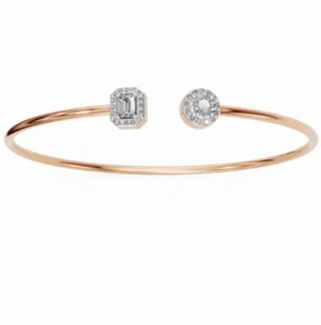 Bracelet Kada Kindred Spark Halo et Diamant Émeraude en Or Jaune, Rose et Blanc 9kt 14kt 18kt avec Diamants Naturels de 0,596 Carat - Product Image 4