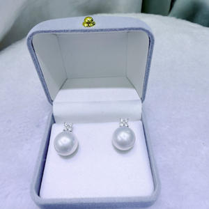 Boucles d'oreilles en perles d'eau douce naturelles de Zhuji, 12-13 mm, rondes, presque parfaites, argent pur, design classique, accessoires de luxe légers - Product Image 2