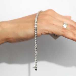 Round Brilliant Cut Bezel Lab Grown Diamond Tennis Bracelet 9K 14K 18K <b>Solid</b> White <b>Gold</b> Color E Clarity VVS 4.70ct For Women - Product Image 1