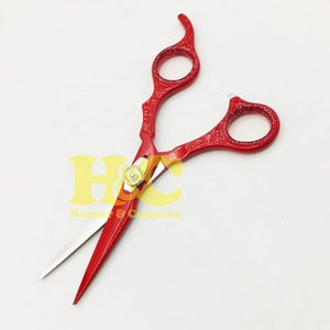 Ciseaux de barbier rouges Hooper Company Top Trend, logo personnalisé, kit d'outils en acier inoxydable, pointe droite, tranchants, 28 dents, pour droitiers - Product Image 6