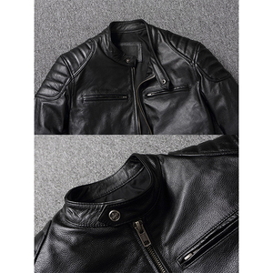 Chaquetas de Cuero Personalizadas de Alta Calidad, Unisex, Casuales, a la Moda, de Cuero Vacuno Original, Chaqueta de Motocicleta para Hombre, Corte Regular - Product Image 3