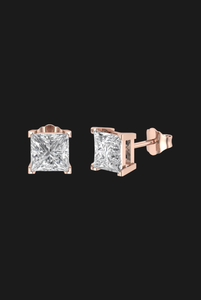 Pendientes de Moissanita con Corte Princesa, Solitarios Cuadrados con Engaste de Garras, Joyería Nupcial, Regalo para Mujer, Estilo Elegante para Uso Diario - Product Image 6