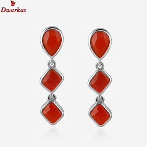 Customizable popular top grade <b>earring</b> 925 sterling <b>silver</b> carnelian natural gemstone drop <b>earrings</b> for wedding anniversary - Product Image 2