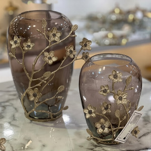 Florero de trabajo floral de metal y vidrio de aluminio Diseños de flores lujosas para exhibiciones florales modernas y minimalistas - Product Image 1