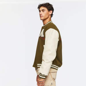 Blouson universitaire d'hiver pour homme, haute qualité, col montant personnalisé, logo frontal, respirant, coupe-vent, 100 % coton, design léger - Product Image 3