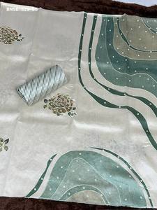 Beautiful Tussar Linen with Hand-Position Katha work, Position-Print & Hand-Mirror work <b>Saree</b>-Digital Print <b>Blouse</b> Woman Fashion - Product Image 3