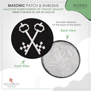 Embroidered Patch Masonic Crossed Keys Embroidered Sew / Iron on Patch Badge  - Product Image 2
