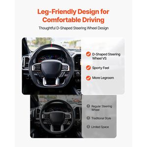 Volante de Fibra de Carbono para F150 2021-2024, Forma de D, Base Plana, Agarre de Cuero Antideslizante, Negro, Accesorios con Calefacción - Product Image 5