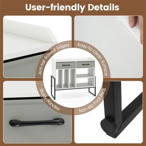 Mobiletto porta vinili bianco con ripiani regolabili, supporto per giradischi con stazione di ricarica e cassetti pieghevoli, porta CD. - Product Image 4