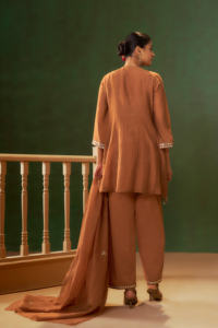 Rust Mul Chanderi Embroidered <b>Kurta</b> Palazzo Set With Dupatta <b>For</b> <b>Women</b> Ethnic Wear Available <b>for</b> Wholesale Purchase - Product Image 2