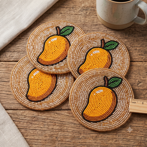Seed Beads Beaded Embroidery Coaster Set Handmade <b>Table</b> Decor Handmade Seed Beads Embroidery Coaster Set For Dining <b>Table</b> - Product Image 4