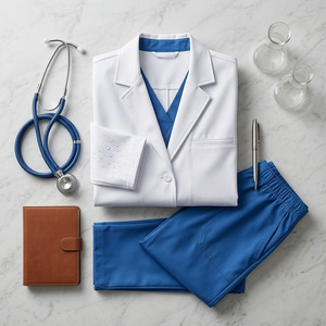 Blouse de laboratoire médicale pour femme, longue, en polyester et élasthanne – Uniforme pour médecin, infirmière, hôpital, tenue de travail coupe classique - Product Image 6