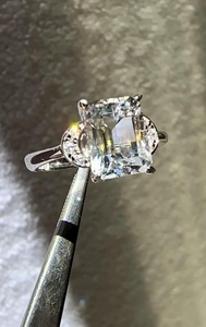 Moissanite 4CT <b>Emerald</b> Cut Diamond Classic Halo <b>Ring</b> For Women's Original 925 <b>Silver</b> Fine Birthdays Party Jewelry For Partners - Product Image 4