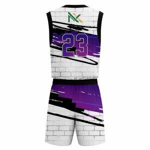 Uniforme de Baloncesto Personalizado para Hombre con Diseño de Grafiti, Jersey de Malla Sublimada, Pantalones Cortos, Ropa Deportiva de Equipo, Kit de Equipamiento para Juego, Venta OEM Profesional - Product Image 3